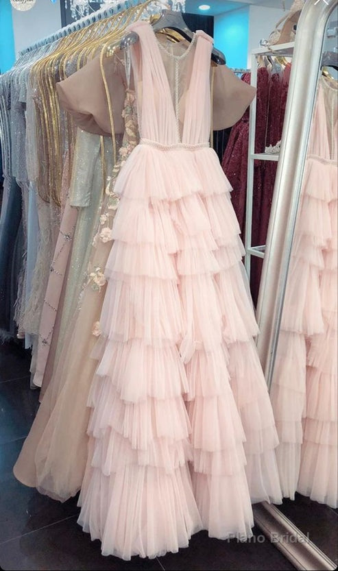 Pink prom dresses,long  party dress Main image