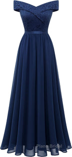 Womens Lace Bridesmaid Dress A-Line Off Shoulder Floral Lace Chiffon Formal Prom Dresses