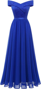 Womens Lace Bridesmaid Dress A-Line Off Shoulder Floral Lace Chiffon Formal Prom Dresses