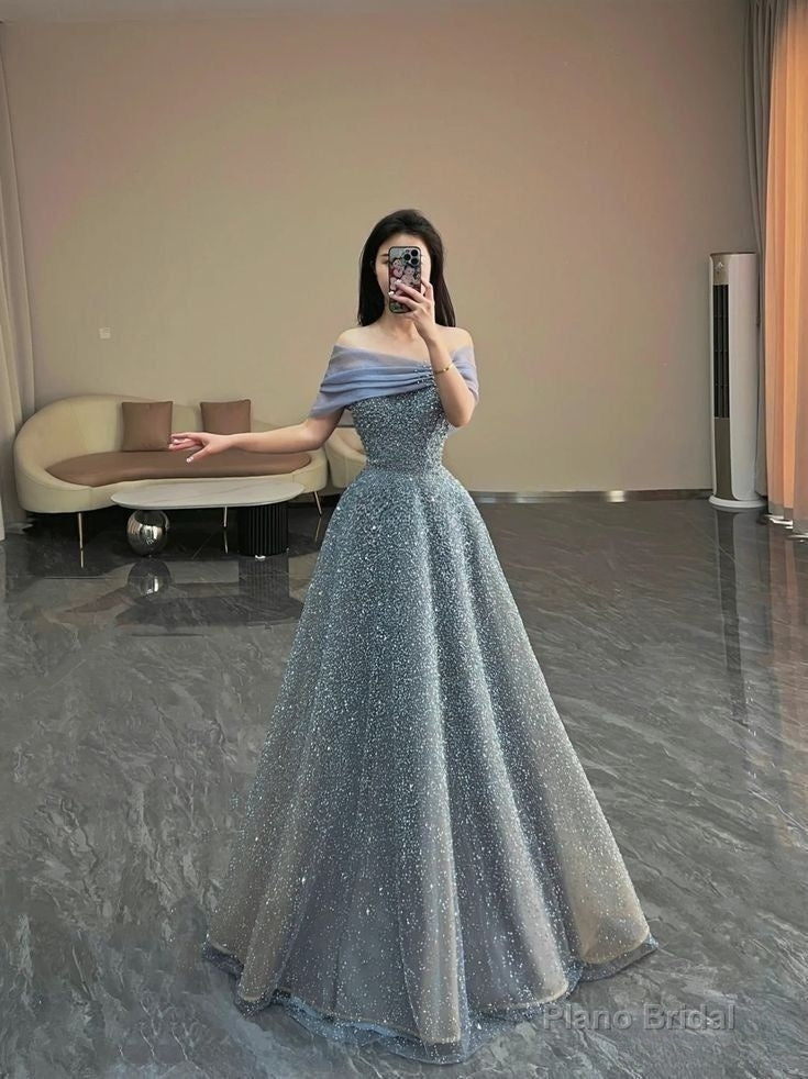 Luxurious Off The Shoulder A-line Evening Dress, Birthday Party Gown Main image