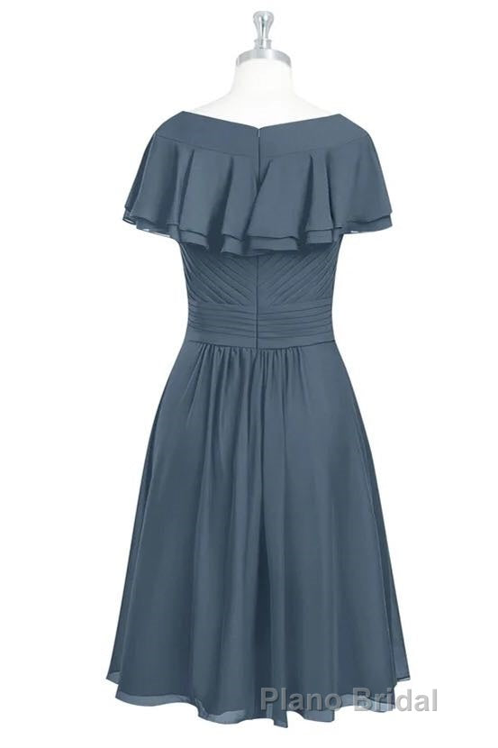 Red Chiffon V-Neck Ruffled A-Line Short Bridesmaid Dresses Secondary image