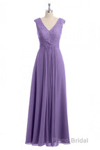 Lavender V-Neck Twist-Front A-Line Long Bridesmaid Dresses
