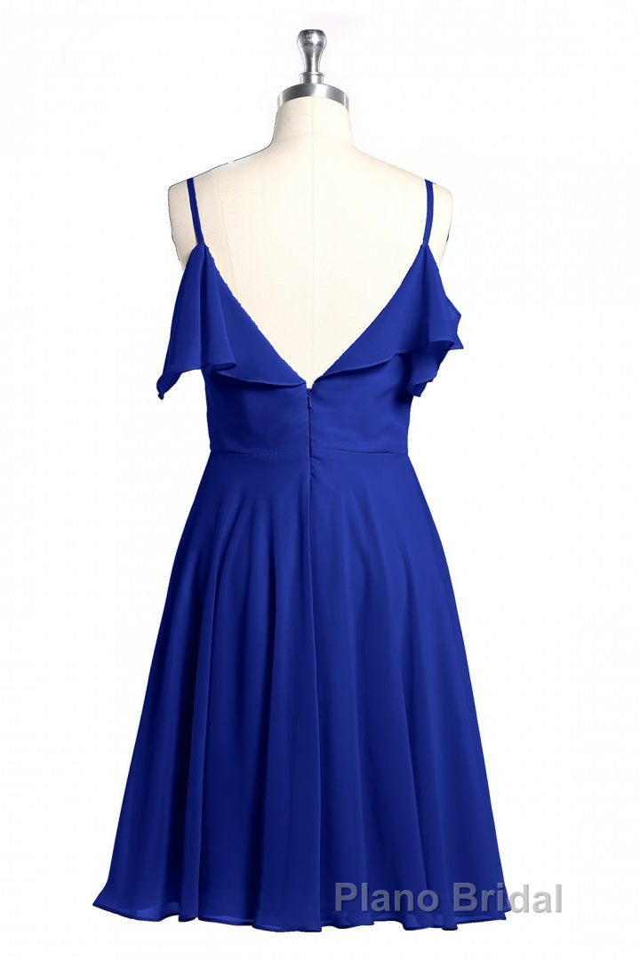 Royal Blue Spaghetti Straps Ruffled A-Line Short Bridesmaid Dresses Secondary image