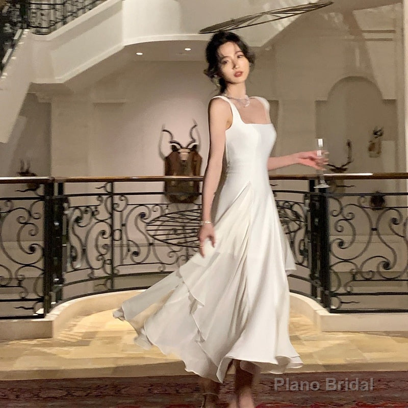 White Elegant Ruffles White Midi Dresses Summer New Evening Party Women Clothes Fashion Sundress Birthday Ladies Dresses Main image