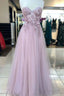 Princess Pink Sweetheart 3D Floral Lace A-Line Prom Dress