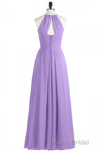 Sage Green Chiffon Halter Backless Long Bridesmaid Dresses