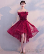 Burgundy Tulle Short Prom Dress Burgundy Homecoming Dress