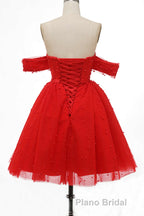 Red Off-the-Shoulder Bustier A-Line Short Homecoming Dresses