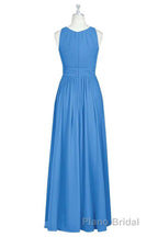 Brami Blue Chiffon Sleeveless Long Bridesmaid Dresses