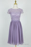 Cute Lace Crew Neck Lilac Bridesmaid Dress