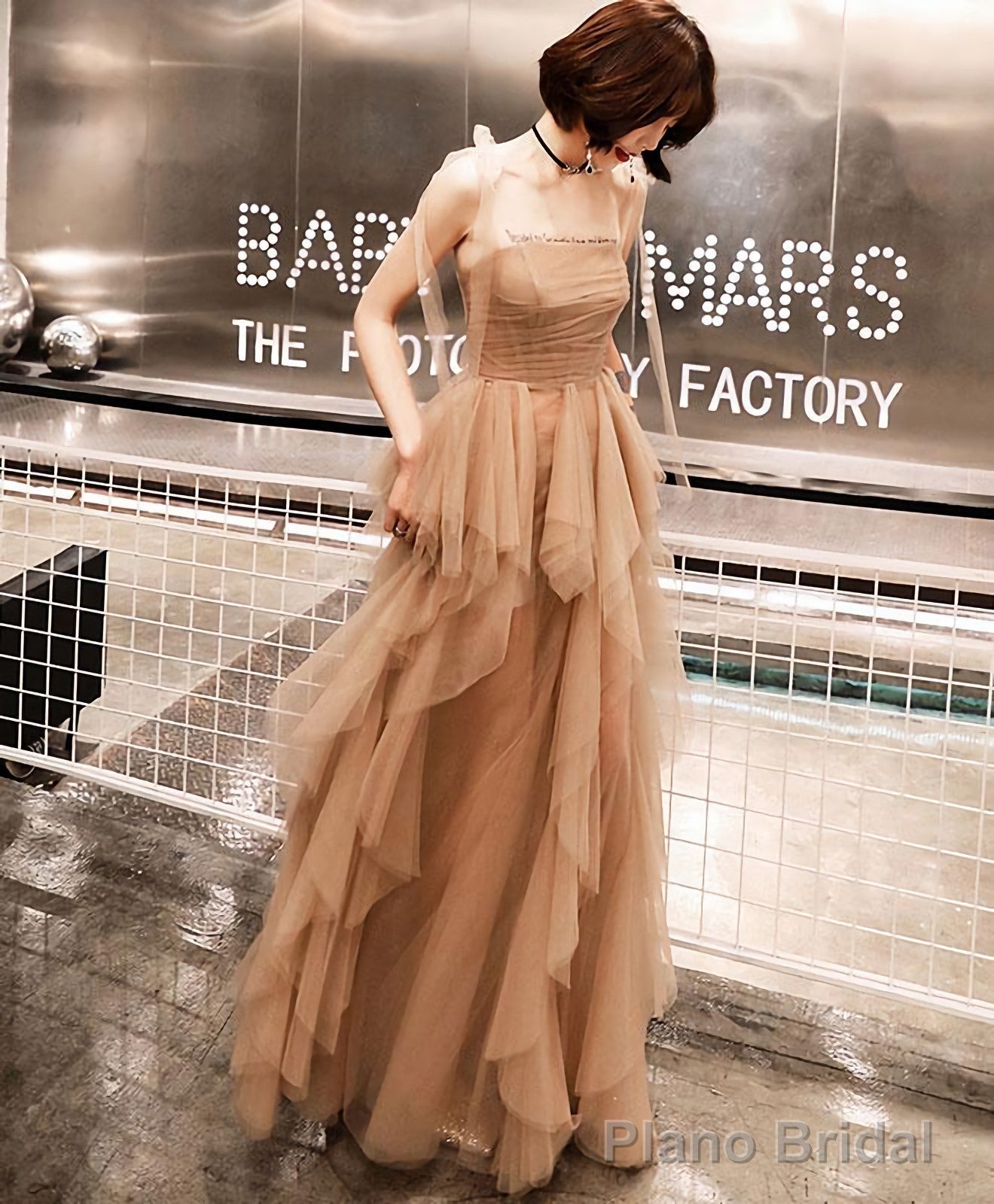 Champagne Tulle Long Prom Dress Champagne Evening Dress 1 Secondary image