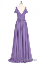 Lavender Cold-Shoulder Banded Waist Long Bridesmaid Dresses