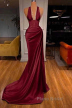 Halter V-Neck Mermaid Formal Prom Dresses Elegant