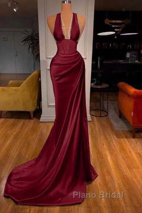 Halter V-Neck Mermaid Formal Prom Dresses Elegant