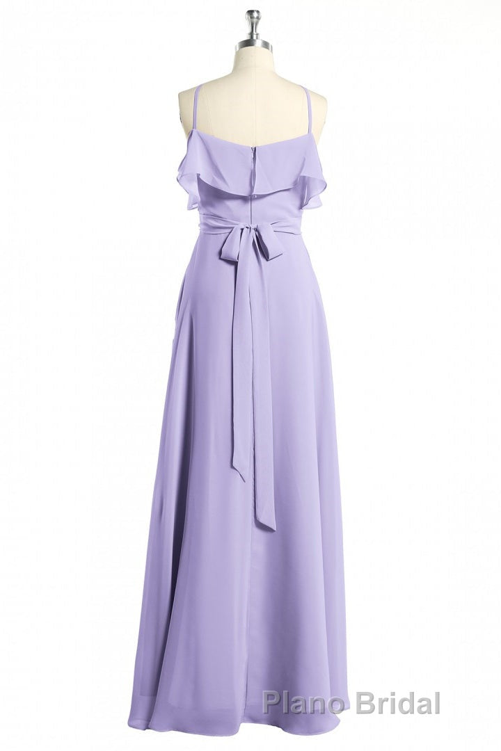 Lavender Halter Ruffled A-Line Long Bridesmaid Dresses Secondary image