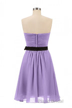 Lavender Strapless Tie-Side Short Bridesmaid Dresses