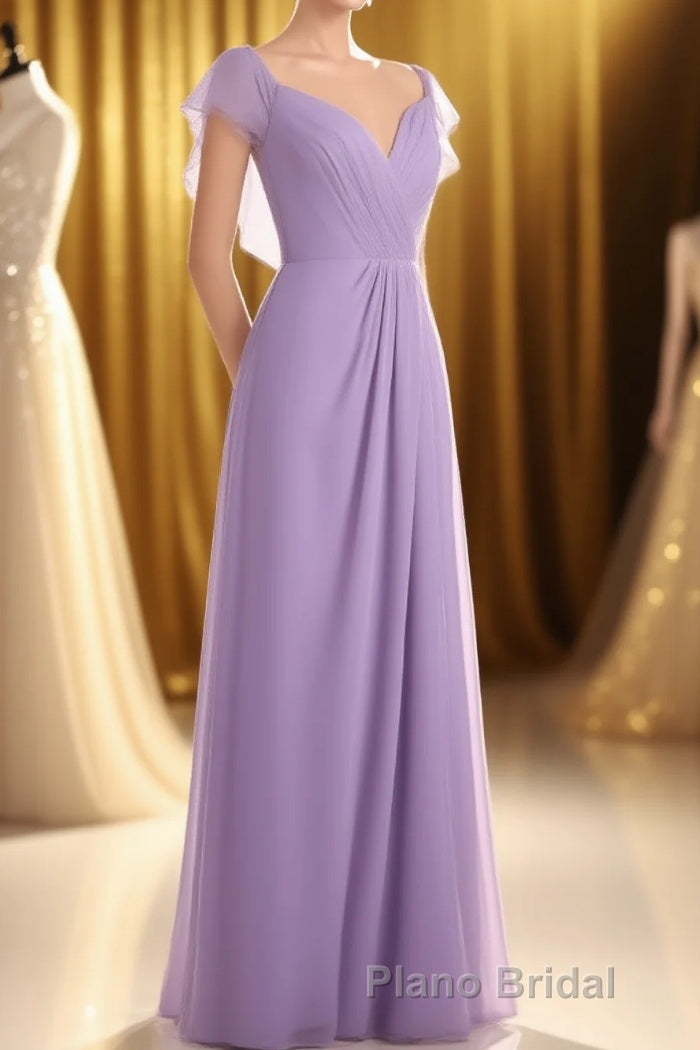 Lavender Sweetheart Ruffled A-Line Long Bridesmaid Dresses Main image