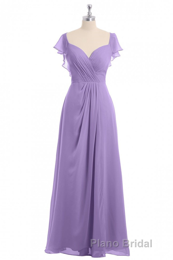 Lavender Sweetheart Ruffled A-Line Long Bridesmaid Dresses