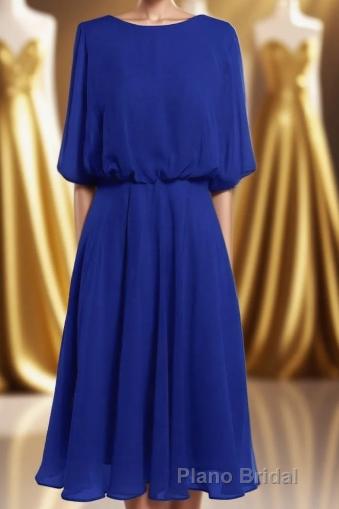 Royal Blue Long Sleeve Blouson-Style Bridesmaid Dresses Main image