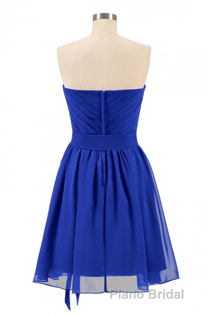 Royal Blue Sweetheart Tie-Side Short Bridesmaid Dresses