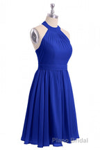 Rust Orange Chiffon Halter Backless A-Line Short Bridesmaid Dresses