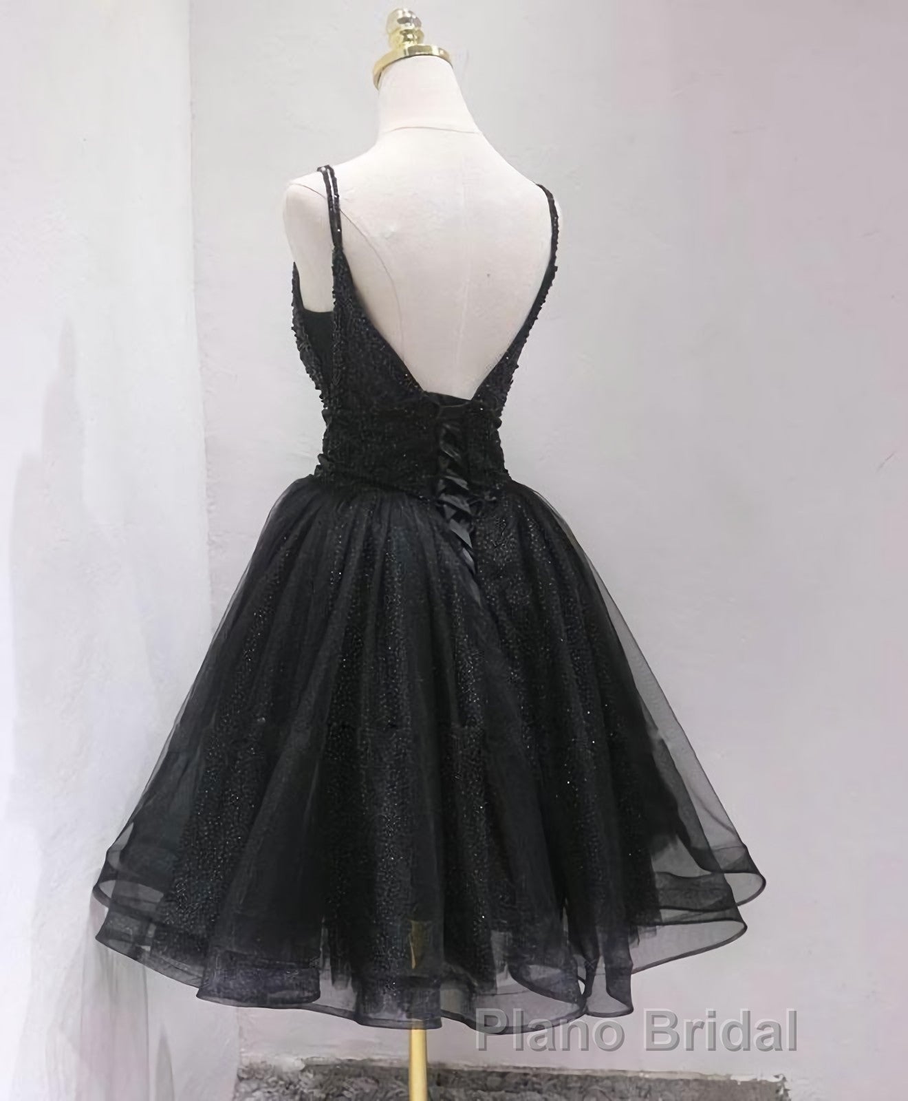 Black Tulle Beads Short Formal Prom Dresses, Black Homecoming Dresses Secondary image