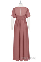 Brown V-Neck High-Waist Long Maternity Bridesmaid Dresses