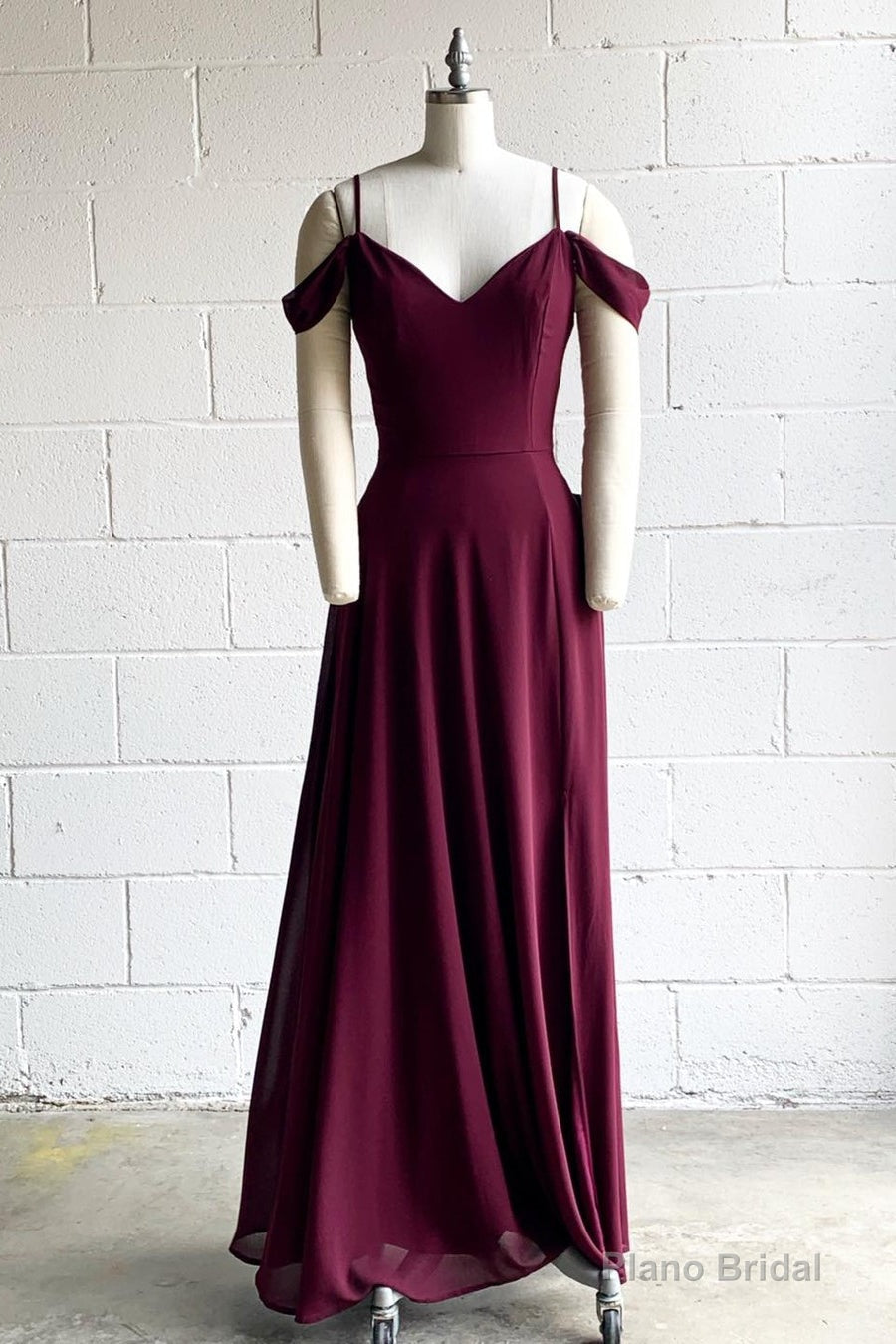 Muaberry Off-the-Shoulder Spaghetit Straps Chiffon Long Bridesmaid Dress Main image