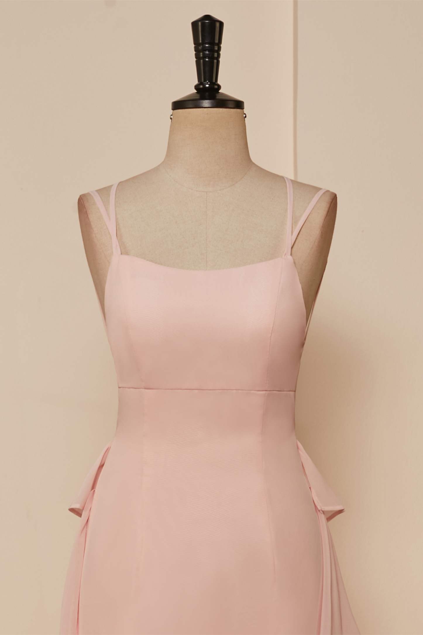 Pink Lace-Up Mermaid Layers Long Prom Dress Main image