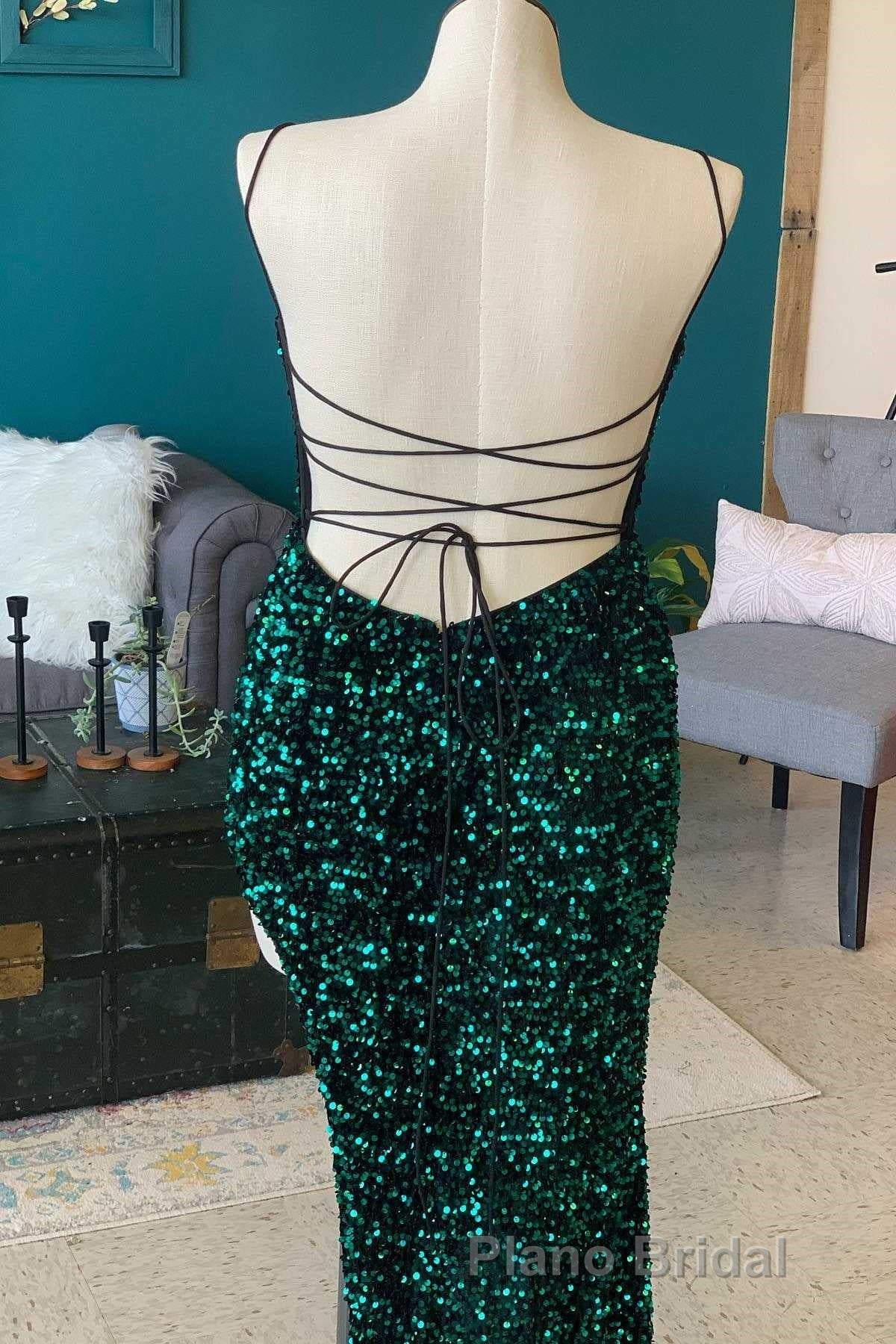 Red Sequin Cowl Neck Lace-Up Back High-Low Formal Prom Dresses