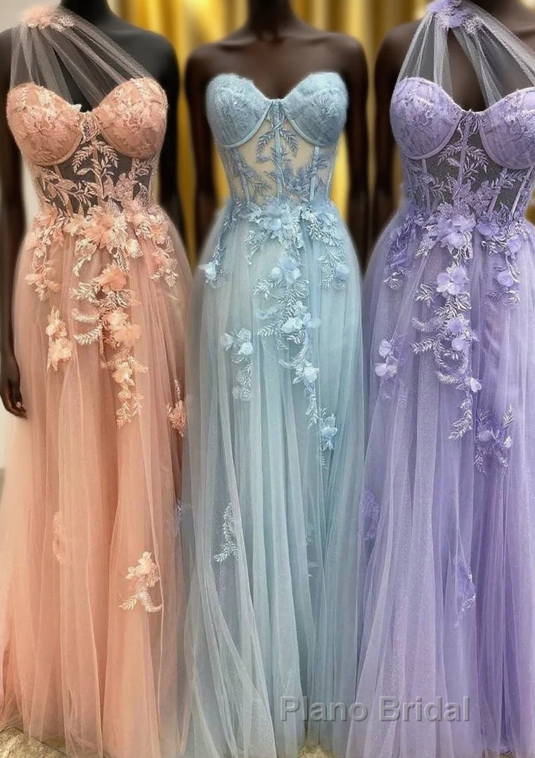 Fairy-Tale Appliques One-Shoulder A-Line Formal Prom Gown Main image