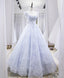 Light Blue Tulle Lace Long Prom Dress, Blue Evening Dress