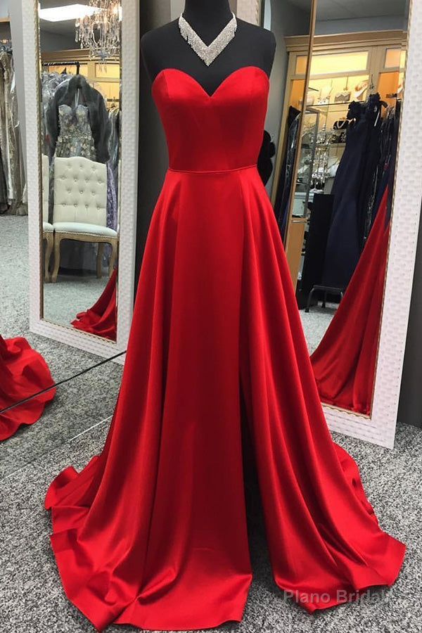 Sweetheart Red Long Prom Evening Dress with Slit Main image