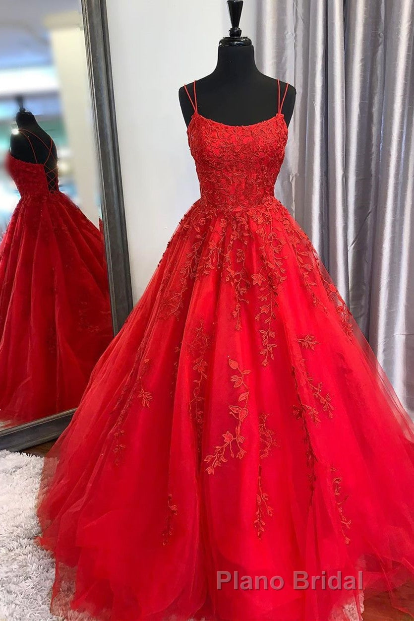 Princess Straps Long Formal Prom Dresses with Lace Appliques Secondary image