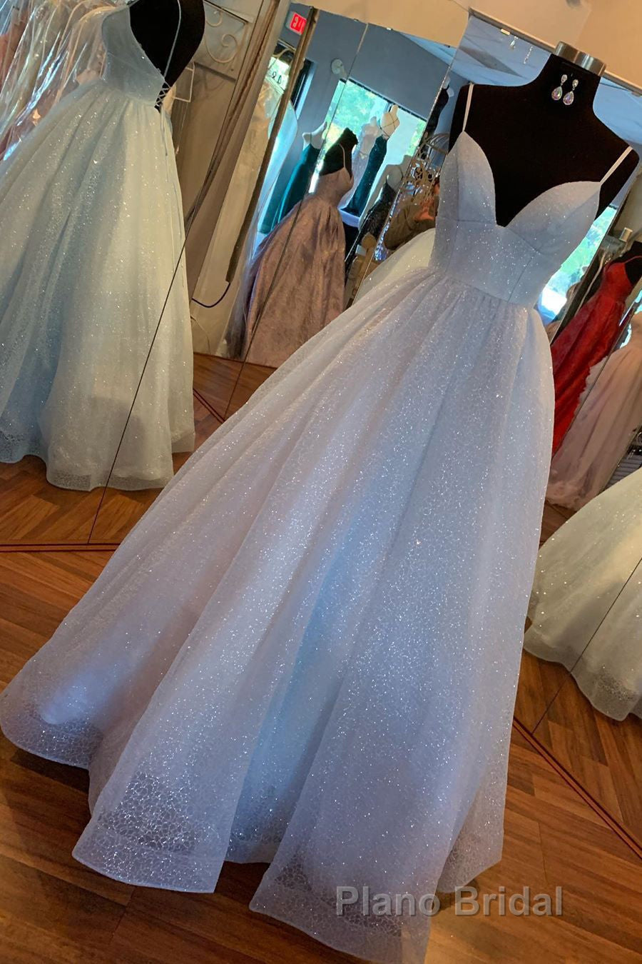 Elegant Straps Lace-Up Back Blush Long Formal Prom Dresses Secondary image