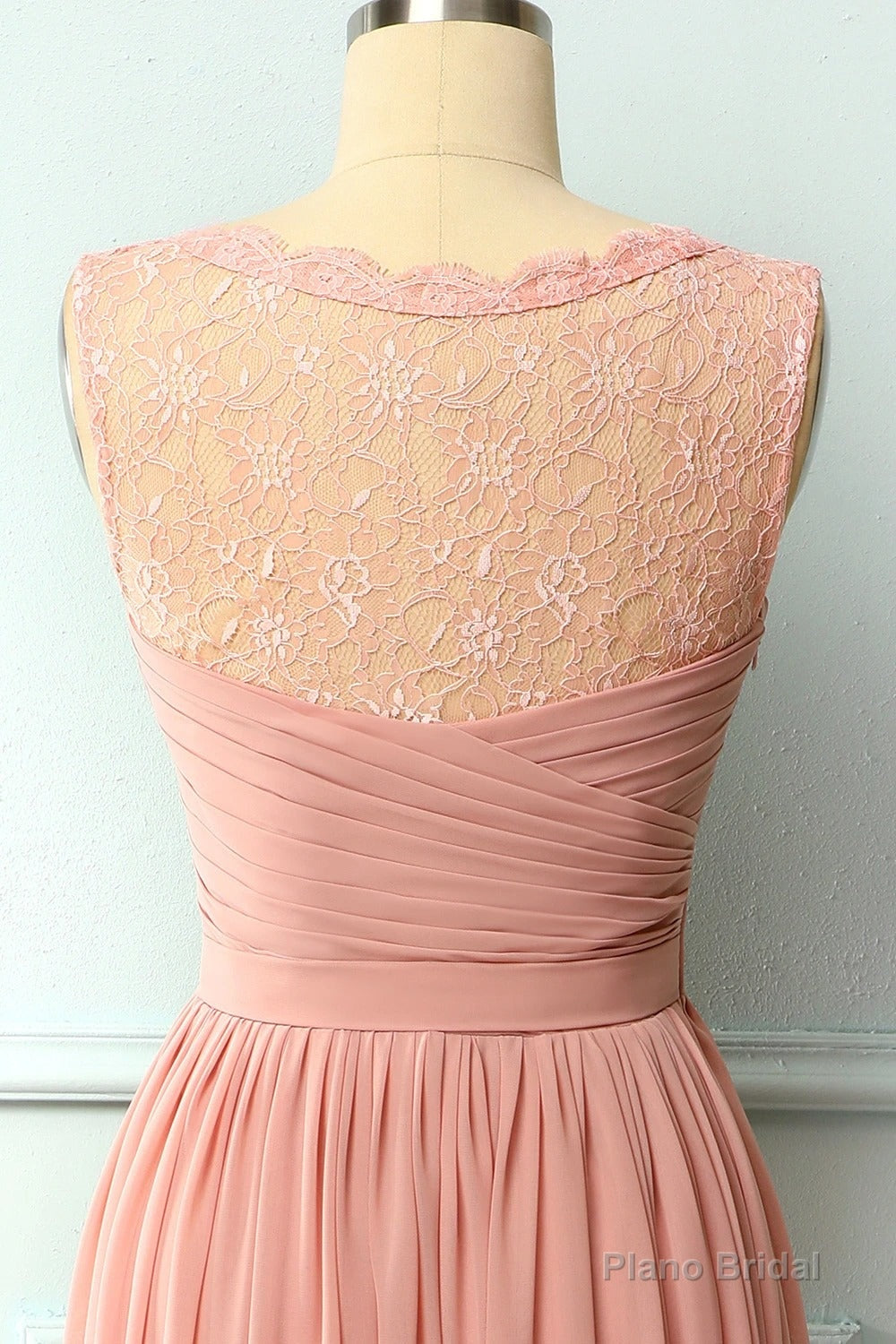 A-line Blush Pink Bridesmaid Dress with Lace Top Secondary image