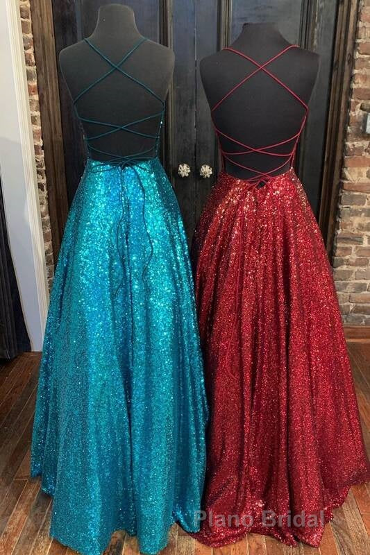 Princess A-line Sequins Long Formal Prom Dresses Secondary image