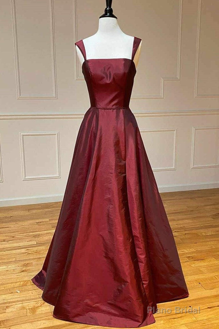 Elegant Backless Wine Red Long Prom Dress Main image