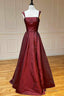Elegant Backless Wine Red Long Prom Dress