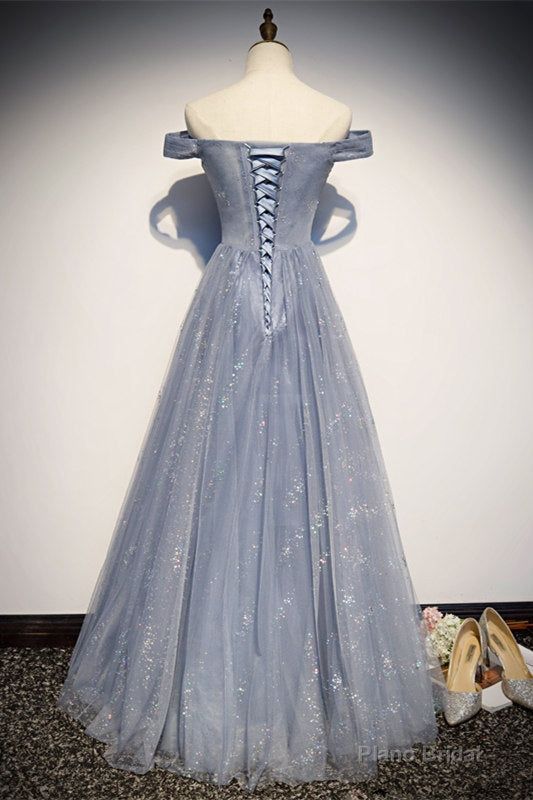 Off the Shoulder Dusty Blue Formal Dress Main image