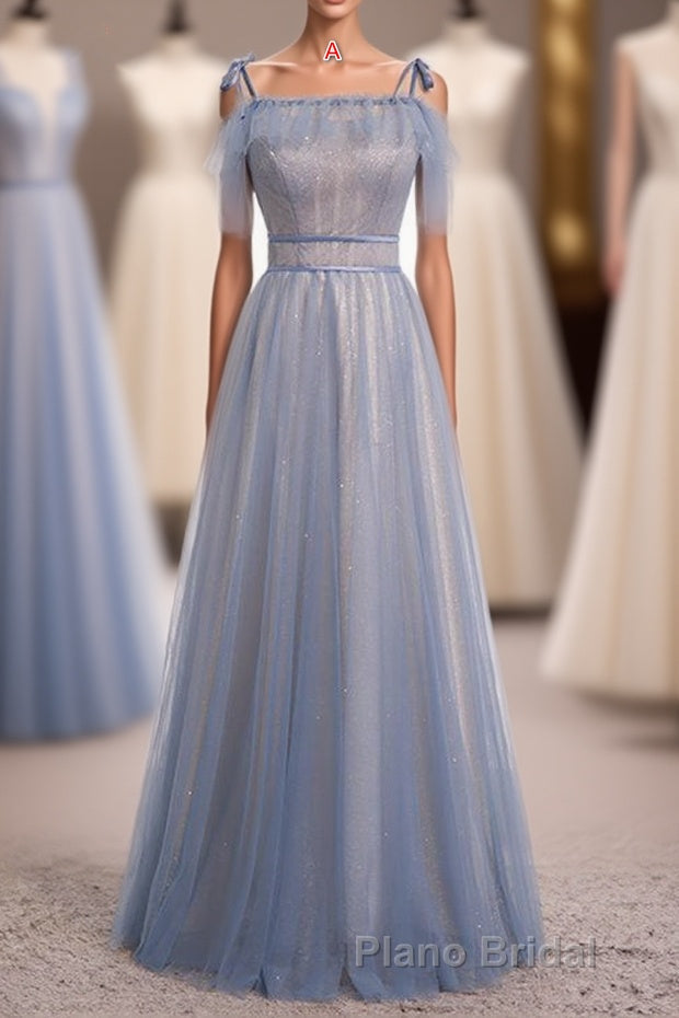Elegant A-Line Dusty Blue Bridesmaid Dresses Main image