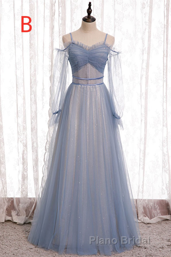 Elegant A-Line Dusty Blue Bridesmaid Dresses