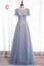 Elegant A-Line Dusty Blue Bridesmaid Dresses
