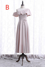 Off the shoulder Light Pink Bridesmaid Dresses