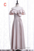 Off the shoulder Light Pink Bridesmaid Dresses