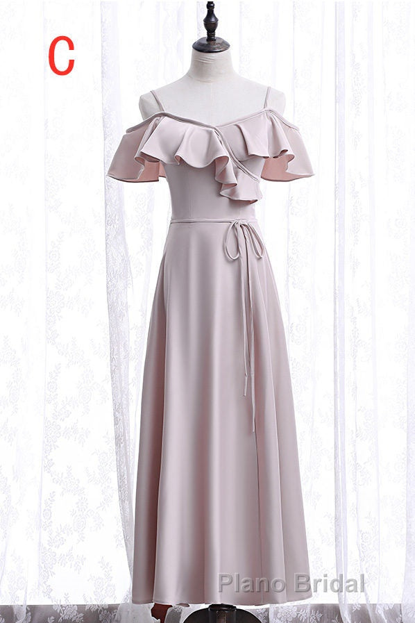 Off the shoulder Light Pink Bridesmaid Dresses