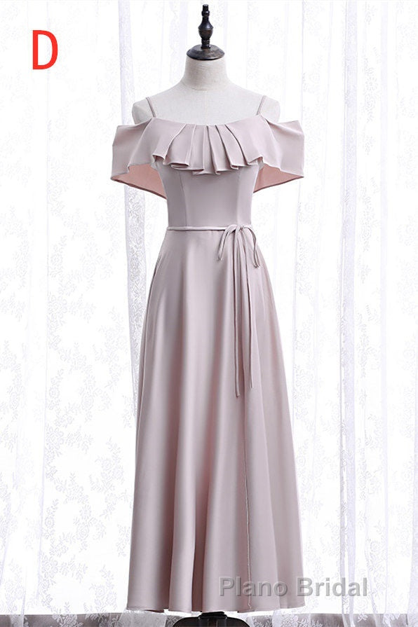 Off the shoulder Light Pink Bridesmaid Dresses