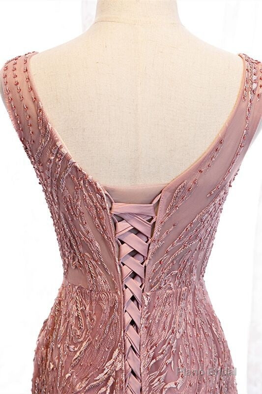 Elegant Mermaid Blush Long Prom Dress Secondary image