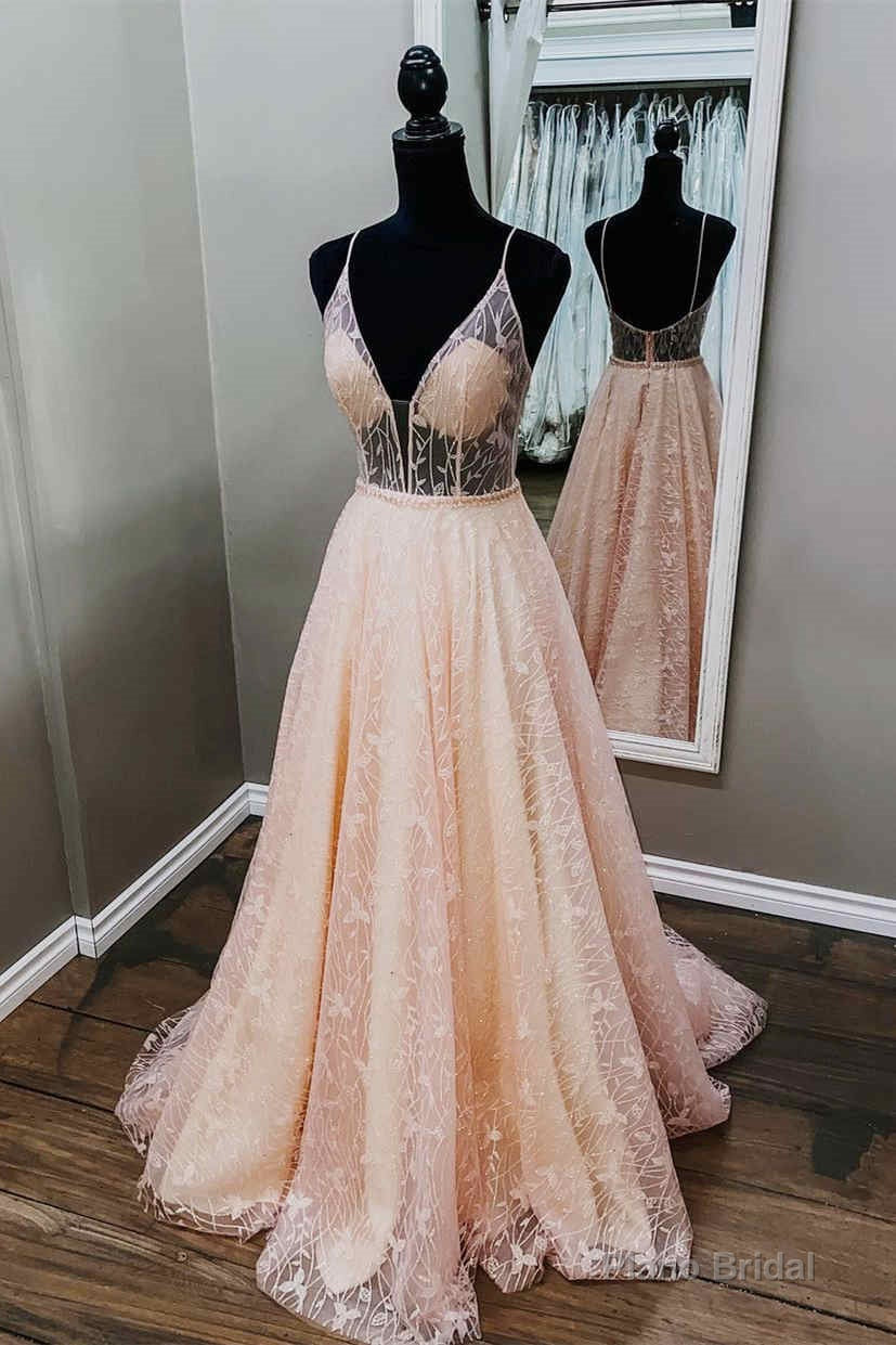 Spaghetti Straps Pink Fromal Dress Main image