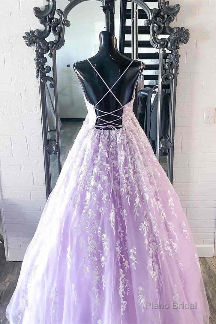 Elegant Straps Lace Appliques Lavender Prom Dress Secondary image